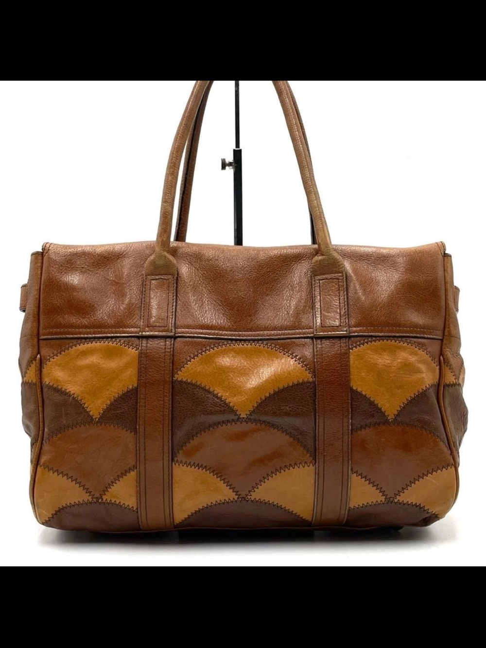 Mulberry Two-Tone Brown Patchwork Shoulder Bag - Picture 3 of 11